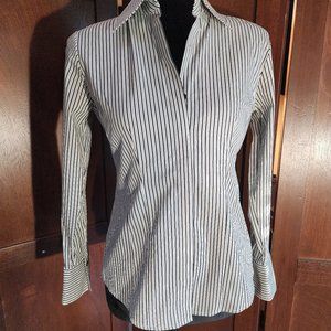 Talbots Petites Stretch Stripe Button-Up Shirt Size 2